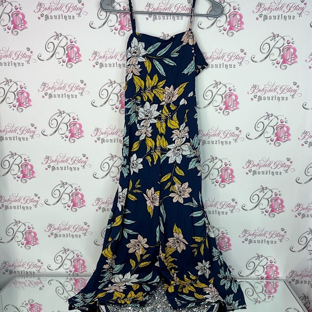 Japna one piece jumper pants onesie flowers Floral Navy and Yellow Dress